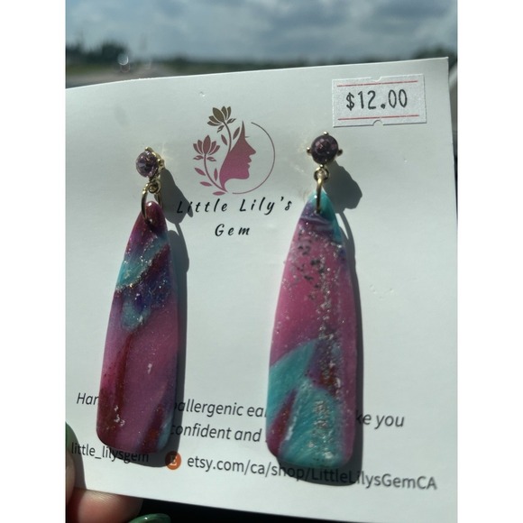 For ResellHandmPolymer Clay earrings lot  -5 Unique 12 Pair Stainless Steel - Picture 11 of 12